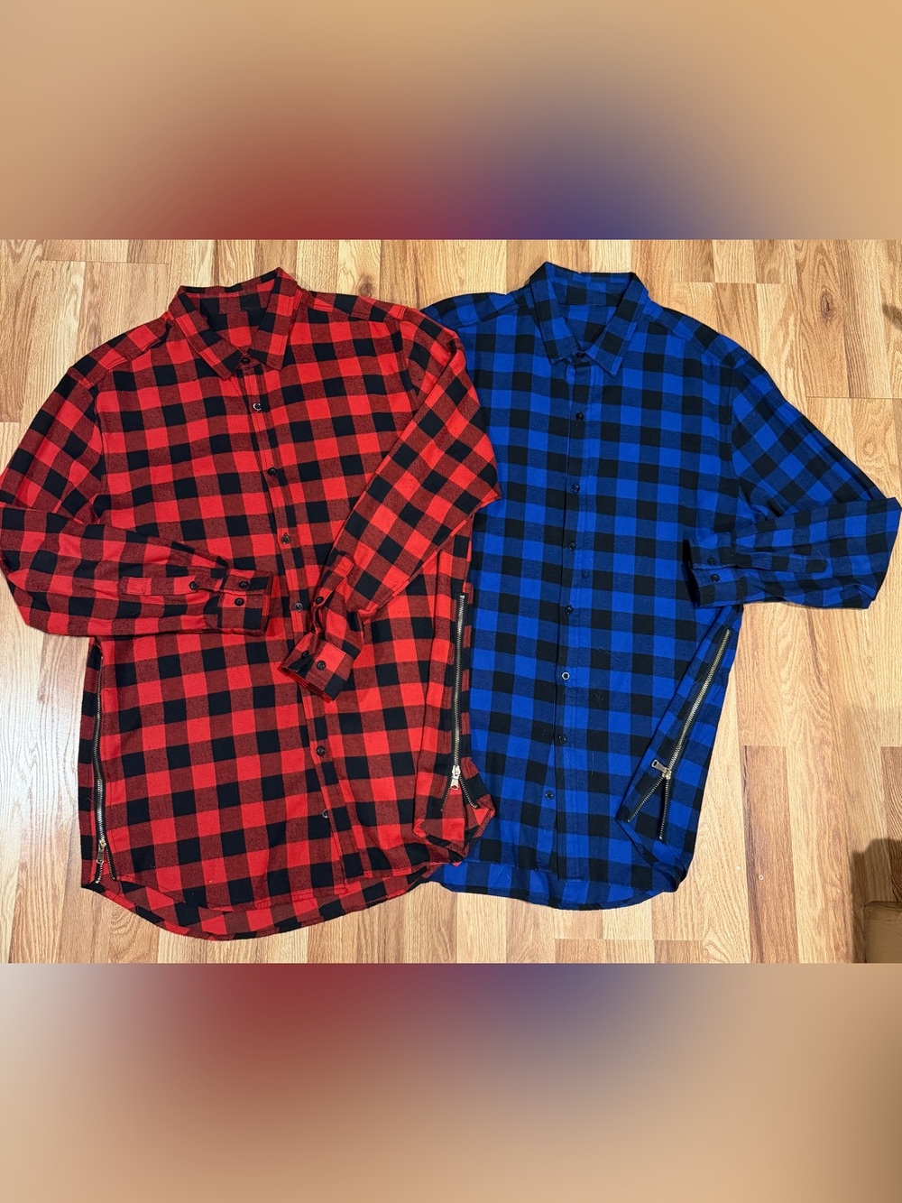 Elongated Fashion “Lumber Jack” Flannels w/ Side Zippers 2 for $40